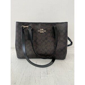 Coach Signature Coated Canvas Leather Brown Tote 48735 Bag Purse